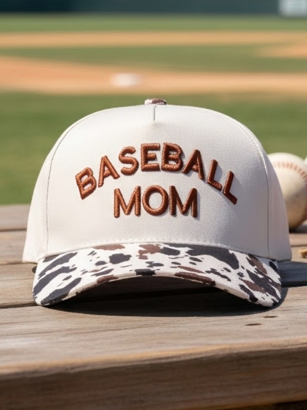 New! Baseball Mom Cow Baseball Cap Hat - Picture 2 of 5